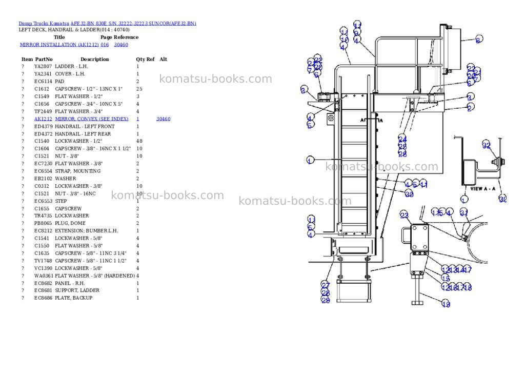 Komatsu afe32-bn 830e s/n 32222-32223 suncor Parts catalog cover Page 5