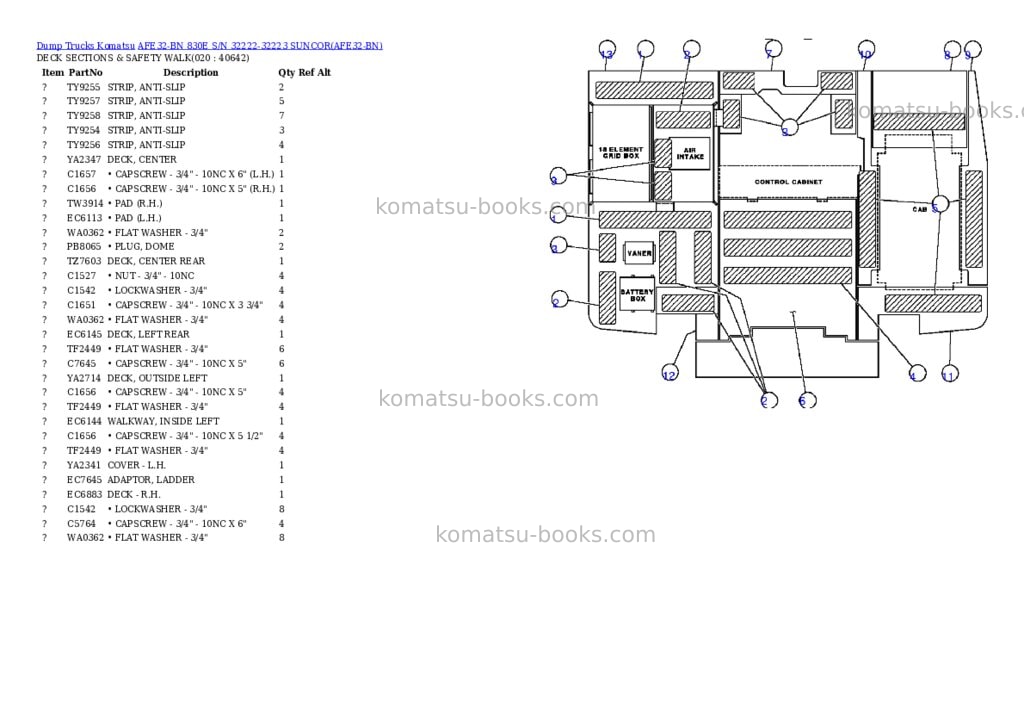 Komatsu afe32-bn 830e s/n 32222-32223 suncor Parts catalog cover Page 8