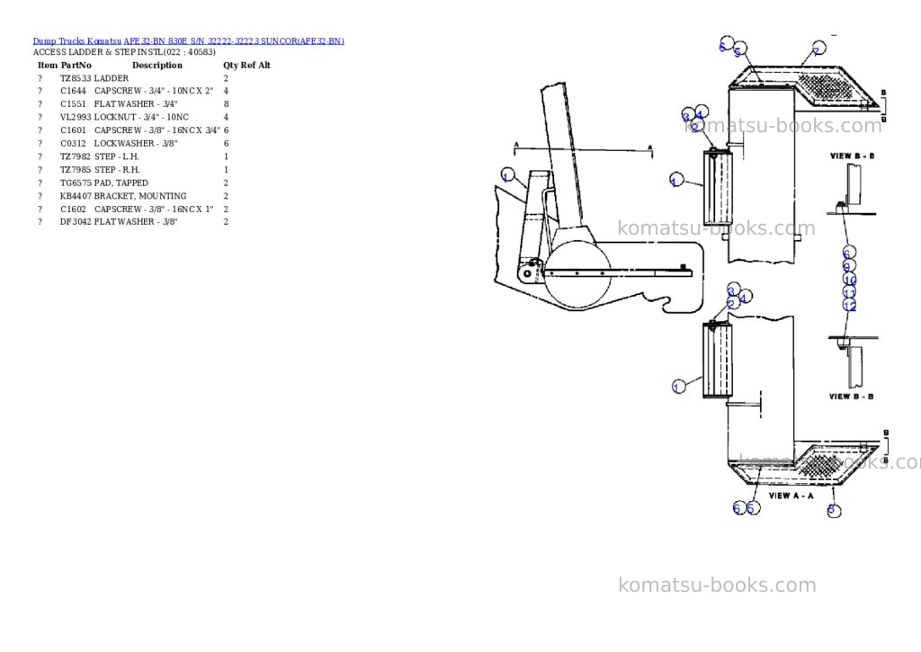 Komatsu afe32-bn 830e s/n 32222-32223 suncor Parts catalog cover Page 9