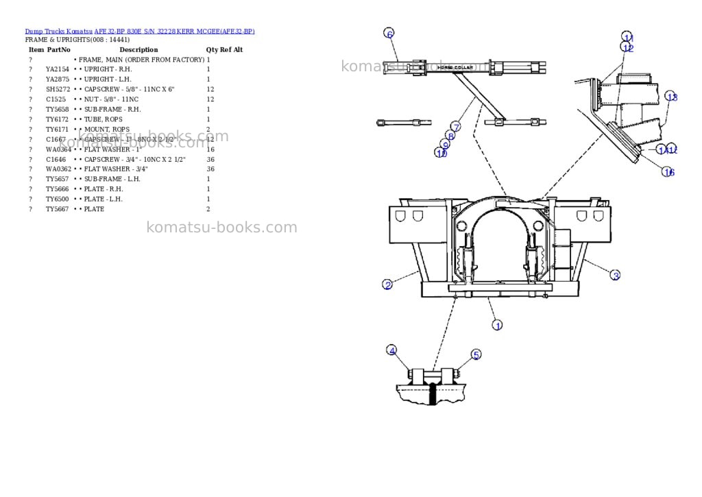 Komatsu afe32-bp 830e s/n 32228 kerr mcgee Parts catalog cover Page 2