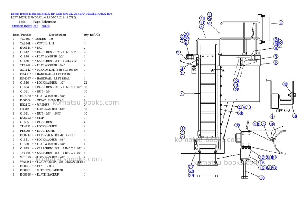 Komatsu afe32-bp 830e s/n 32228 kerr mcgee Parts catalog cover Page 5