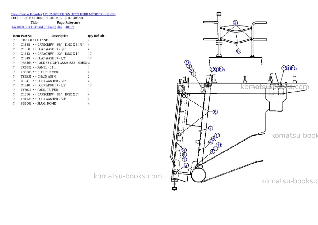 Komatsu afe32-bp 830e s/n 32228 kerr mcgee Parts catalog cover Page 6