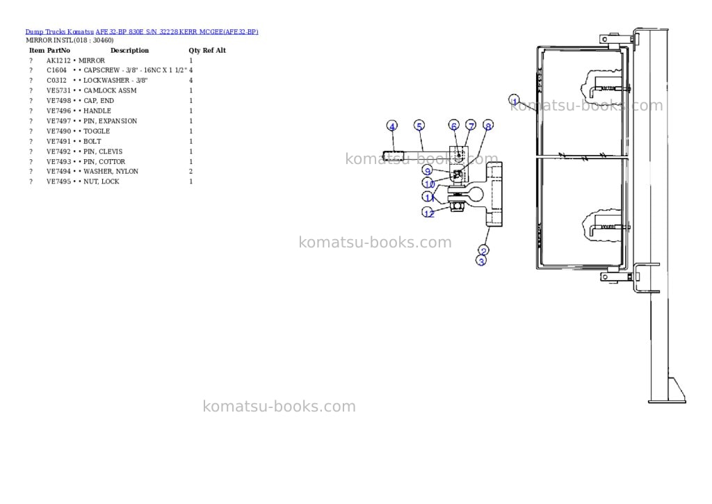 Komatsu afe32-bp 830e s/n 32228 kerr mcgee Parts catalog cover Page 7