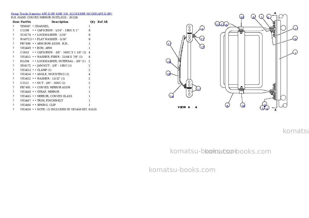Komatsu afe32-bp 830e s/n 32228 kerr mcgee Parts catalog cover Page 8