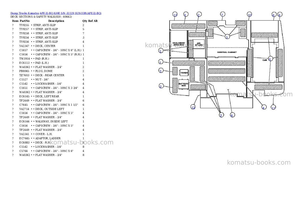 Komatsu afe32-bq 830e s/n 32229 suncor Parts catalog cover Page 10