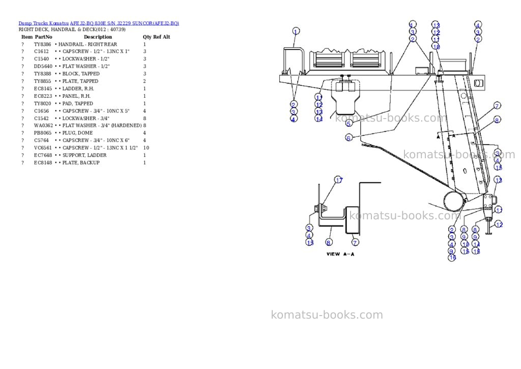 Komatsu afe32-bq 830e s/n 32229 suncor Parts catalog cover Page 6