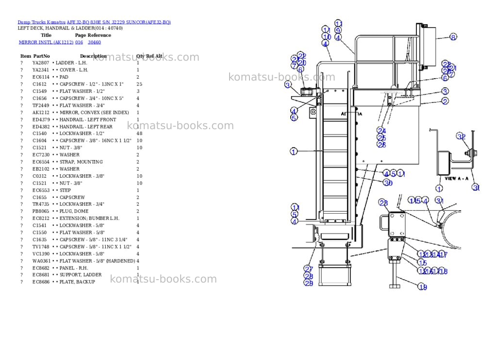 Komatsu afe32-bq 830e s/n 32229 suncor Parts catalog cover Page 7