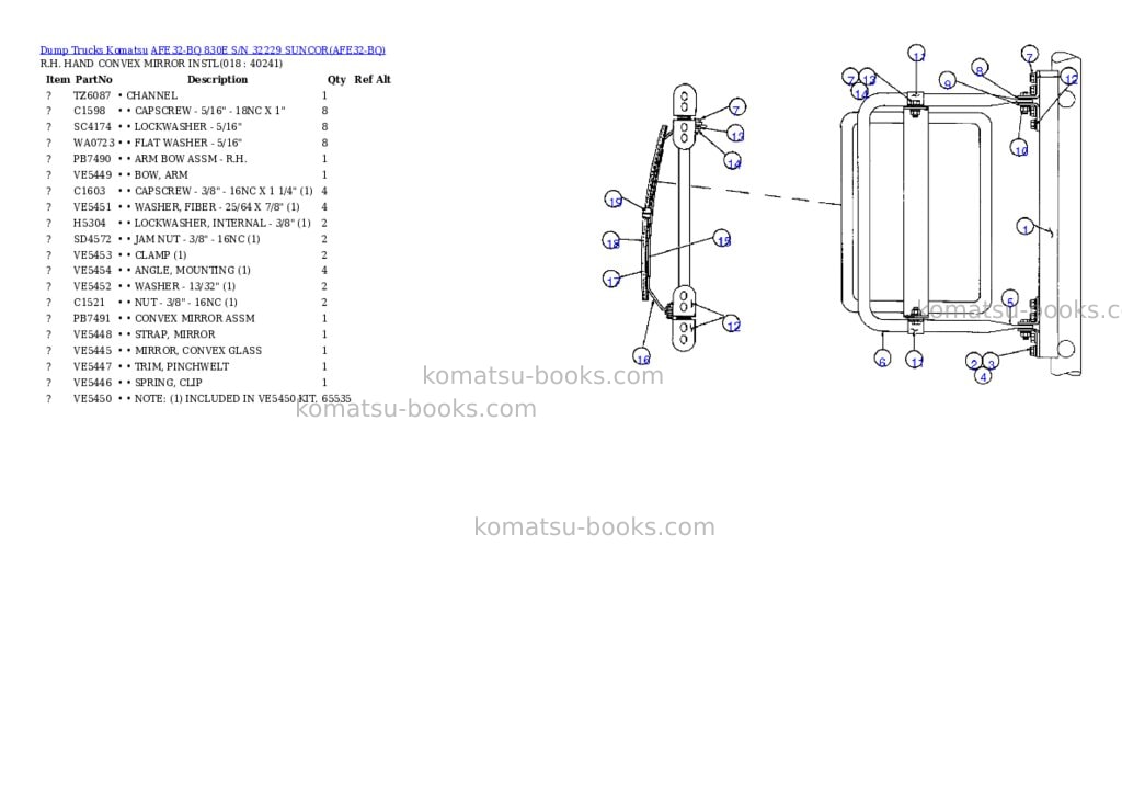 Komatsu afe32-bq 830e s/n 32229 suncor Parts catalog cover Page 9