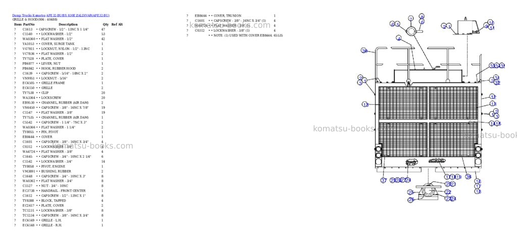 Komatsu afe32-bu/bx 830e zaldivar Parts catalog cover Komatsu afe32-bu/bx 830e zaldivar Parts catalog cover