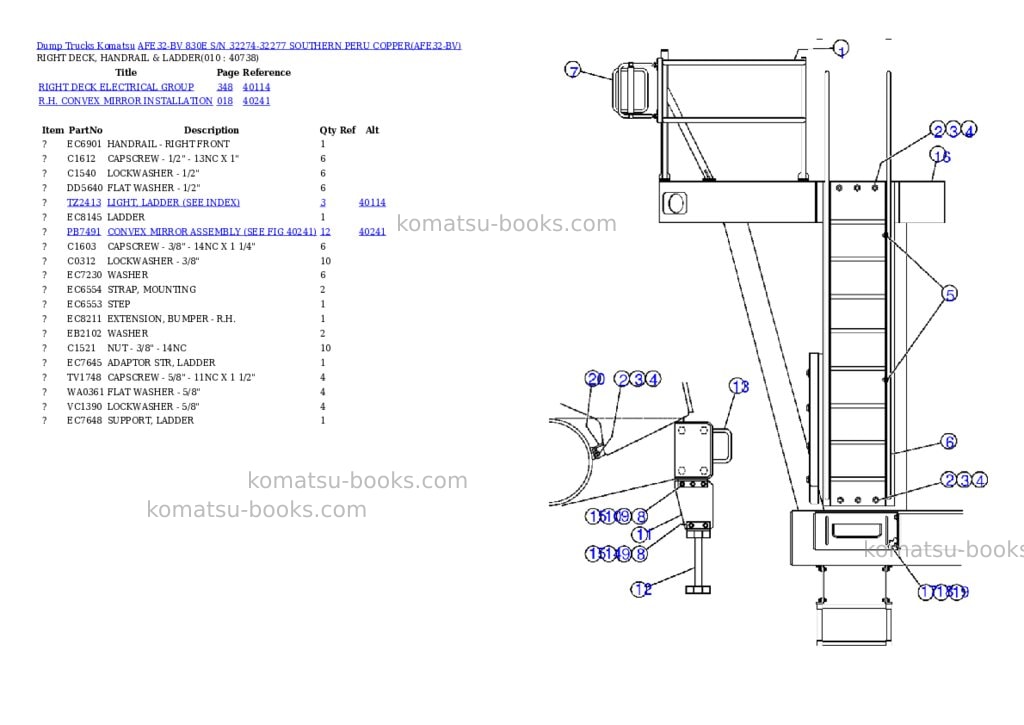 Komatsu afe32-bv 830e s/n 32274-32277 southern peru copper Parts catalog cover Page 3 Komatsu afe32-bv 830e s/n 32274-32277 southern peru copper Parts catalog cover Page 3