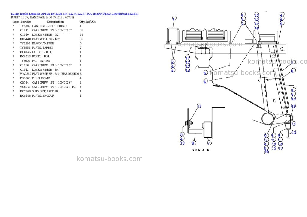Komatsu afe32-bv 830e s/n 32274-32277 southern peru copper Parts catalog cover Page 4 Komatsu afe32-bv 830e s/n 32274-32277 southern peru copper Parts catalog cover Page 4