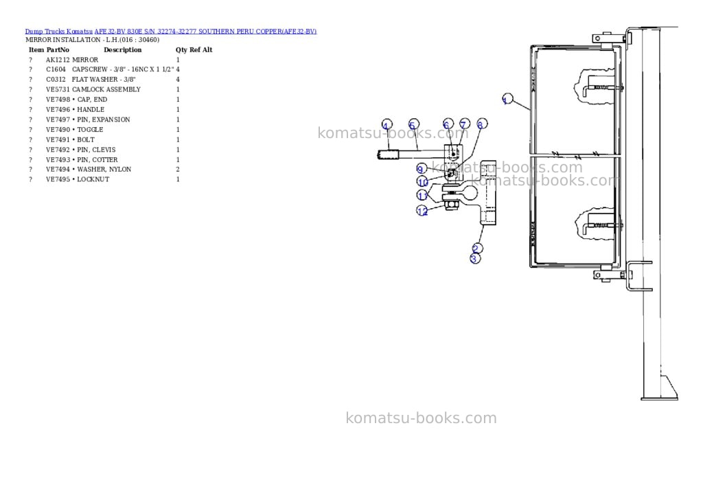 Komatsu afe32-bv 830e s/n 32274-32277 southern peru copper Parts catalog cover Page 6 Komatsu afe32-bv 830e s/n 32274-32277 southern peru copper Parts catalog cover Page 6