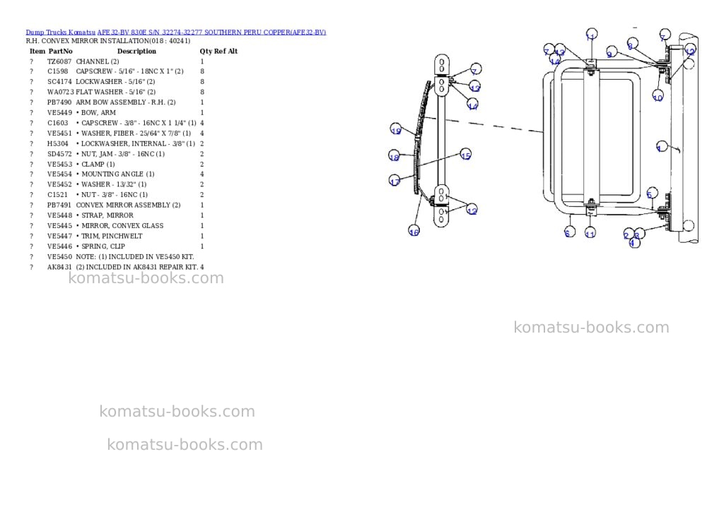 Komatsu afe32-bv 830e s/n 32274-32277 southern peru copper Parts catalog cover Page 7 Komatsu afe32-bv 830e s/n 32274-32277 southern peru copper Parts catalog cover Page 7