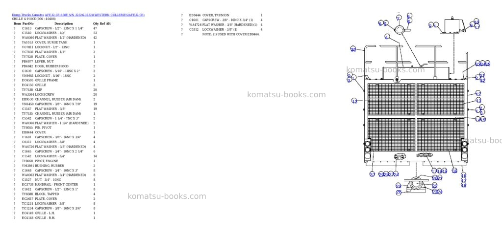 Komatsu afe32-ce 830e s/n 32326-32328 western colleries Parts catalog cover Page 3
