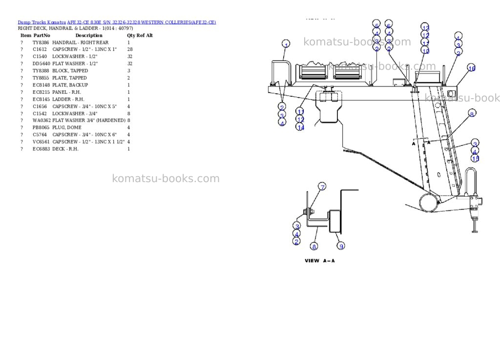 Komatsu afe32-ce 830e s/n 32326-32328 western colleries Parts catalog cover Page 6