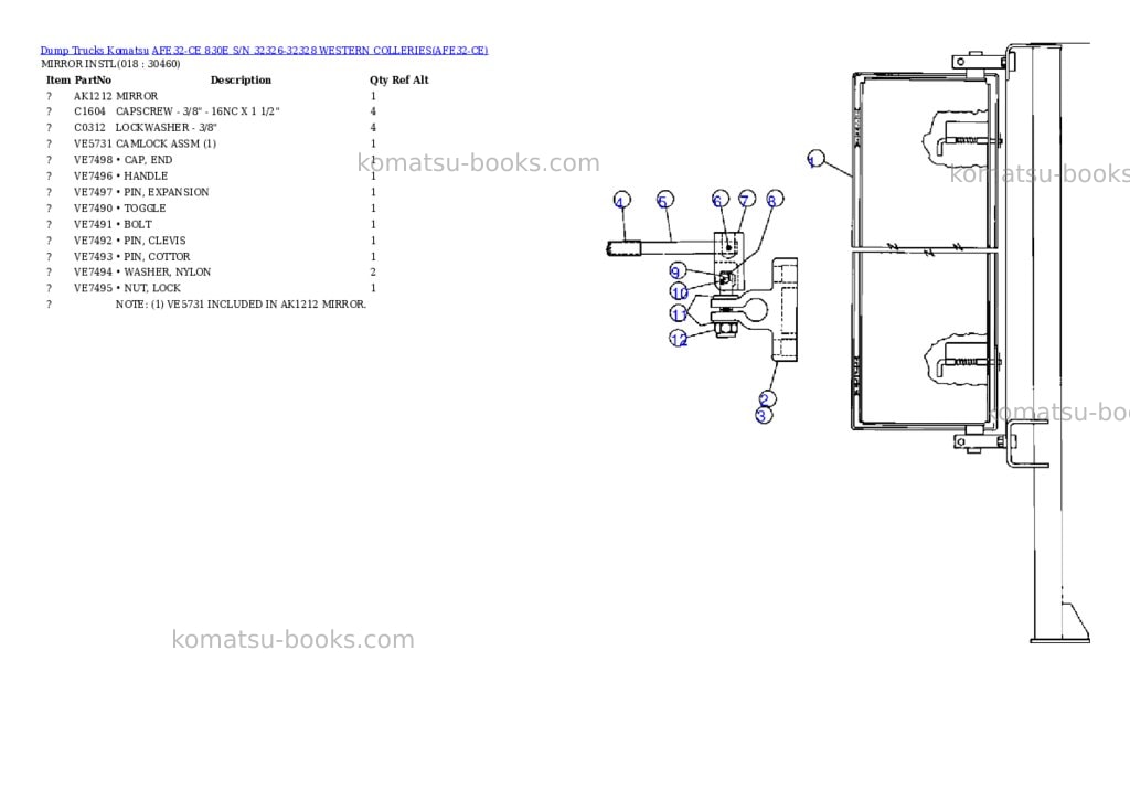 Komatsu afe32-ce 830e s/n 32326-32328 western colleries Parts catalog cover Page 8