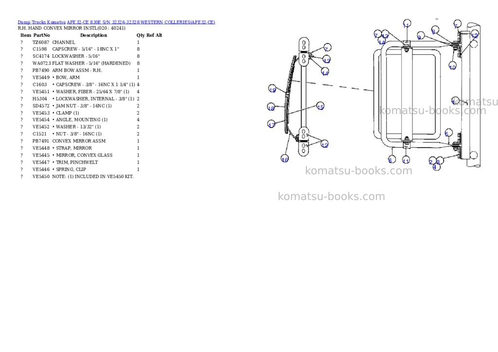 Komatsu afe32-ce 830e s/n 32326-32328 western colleries Parts catalog cover Page 9