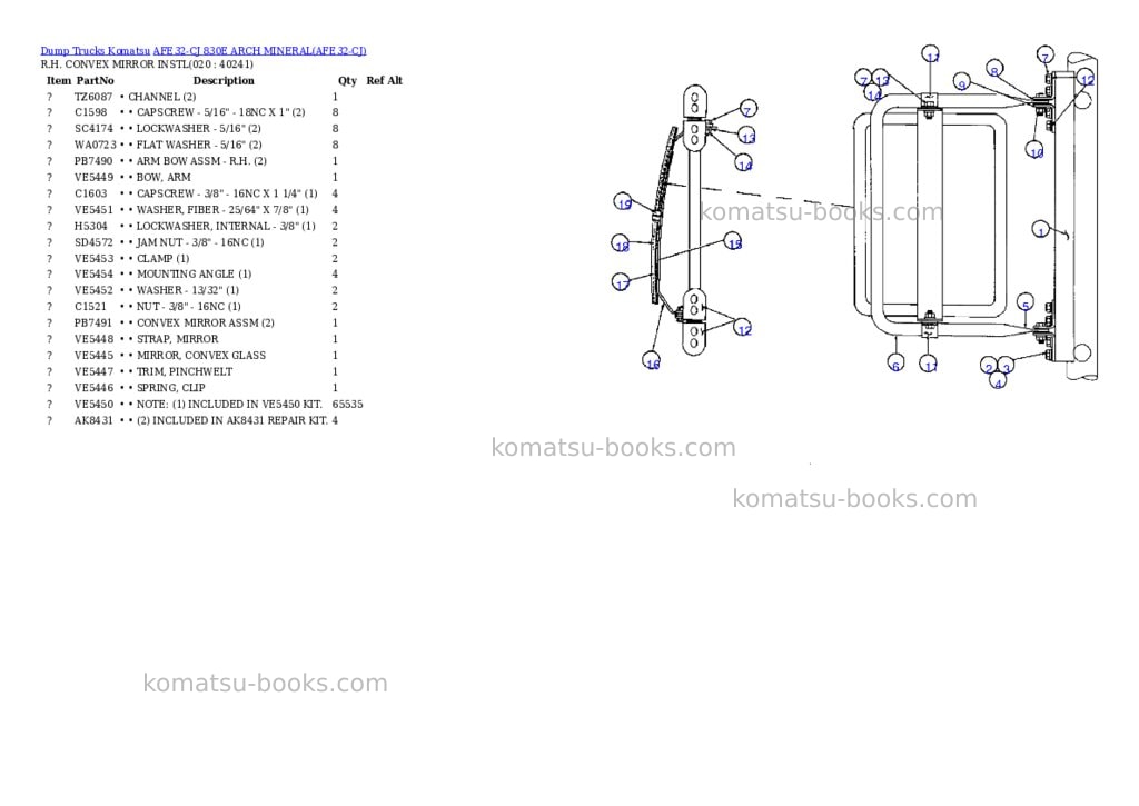 Komatsu afe32-cj 830e arch mineral Parts catalog cover Page 10