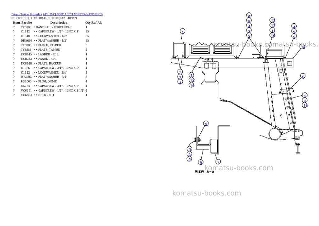 Komatsu afe32-cj 830e arch mineral Parts catalog cover Page 6