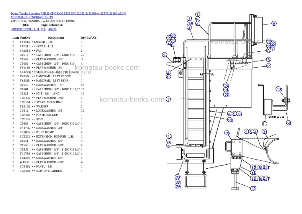Komatsu afe32-cp/cr/cs 830e s/n 32352 & 32360 & 32378-32380 arch mineral-ruffner Parts catalog cover Page 7 Komatsu afe32-cp/cr/cs 830e s/n 32352 & 32360 & 32378-32380 arch mineral-ruffner Parts catalog cover Page 7