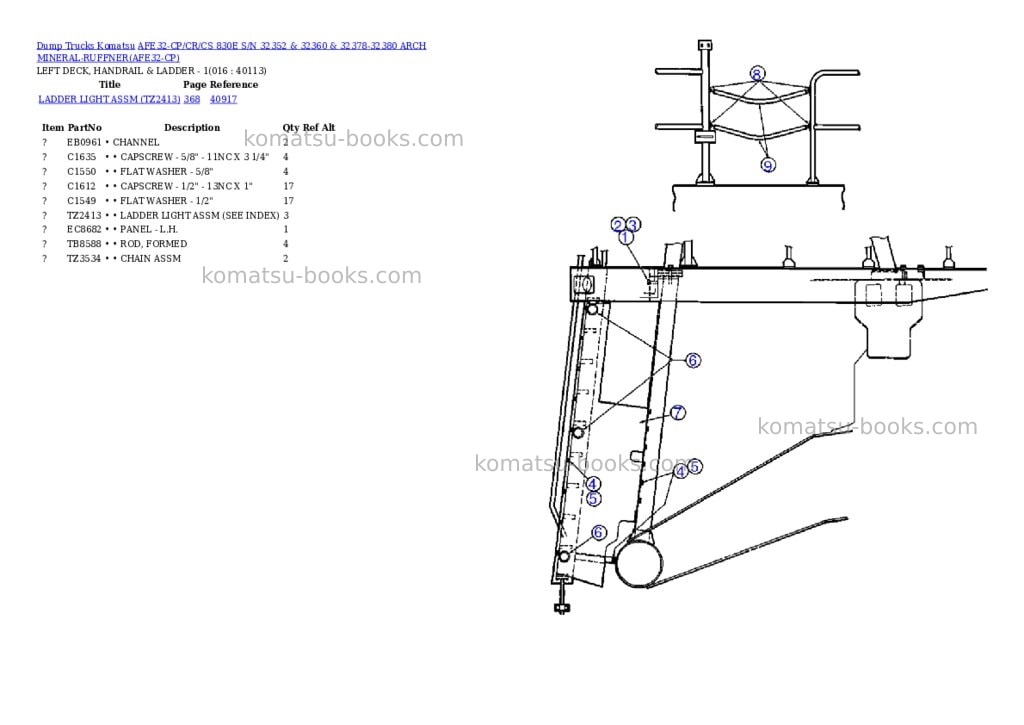Komatsu afe32-cp/cr/cs 830e s/n 32352 & 32360 & 32378-32380 arch mineral-ruffner Parts catalog cover Page 8 Komatsu afe32-cp/cr/cs 830e s/n 32352 & 32360 & 32378-32380 arch mineral-ruffner Parts catalog cover Page 8