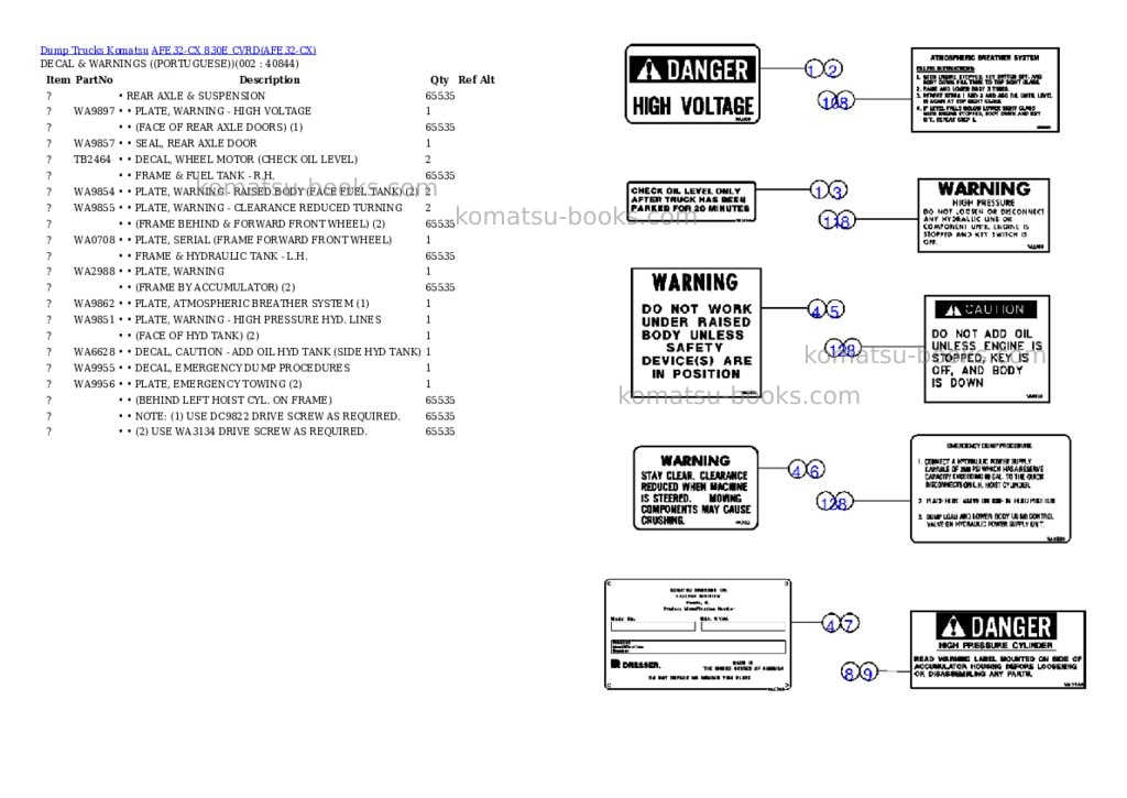 Komatsu afe32-cx 830e cvrd Parts catalog cover