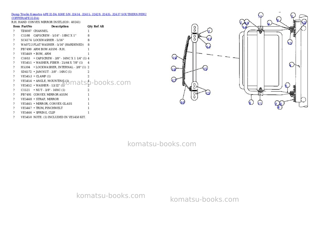 Komatsu afe32-da 830e s/n 32414, 32415, 32429, 32435, 32437 southern peru copper Parts catalog cover Page 10 Komatsu afe32-da 830e s/n 32414, 32415, 32429, 32435, 32437 southern peru copper Parts catalog cover Page 10