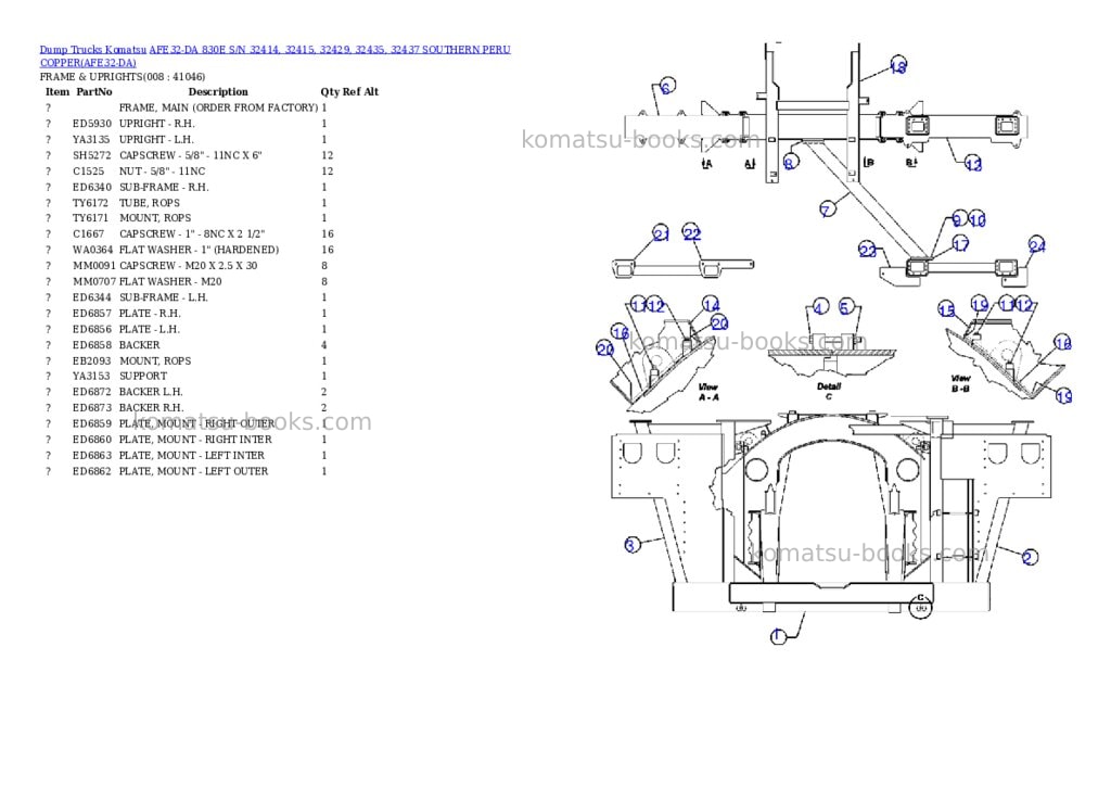 Komatsu afe32-da 830e s/n 32414, 32415, 32429, 32435, 32437 southern peru copper Parts catalog cover Page 4 Komatsu afe32-da 830e s/n 32414, 32415, 32429, 32435, 32437 southern peru copper Parts catalog cover Page 4