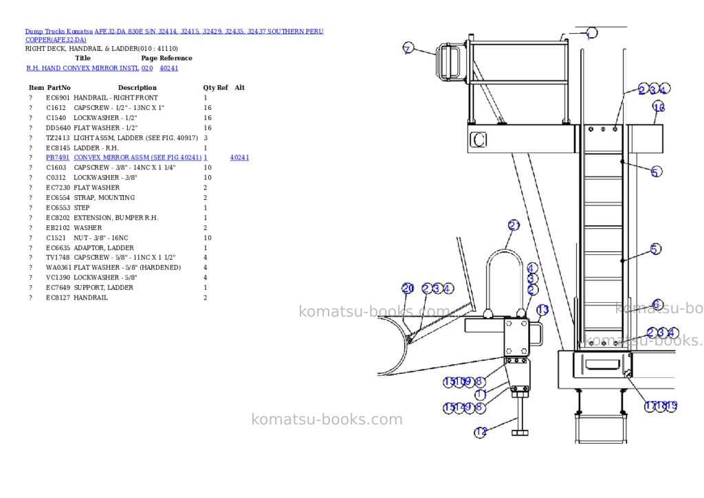 Komatsu afe32-da 830e s/n 32414, 32415, 32429, 32435, 32437 southern peru copper Parts catalog cover Page 5 Komatsu afe32-da 830e s/n 32414, 32415, 32429, 32435, 32437 southern peru copper Parts catalog cover Page 5