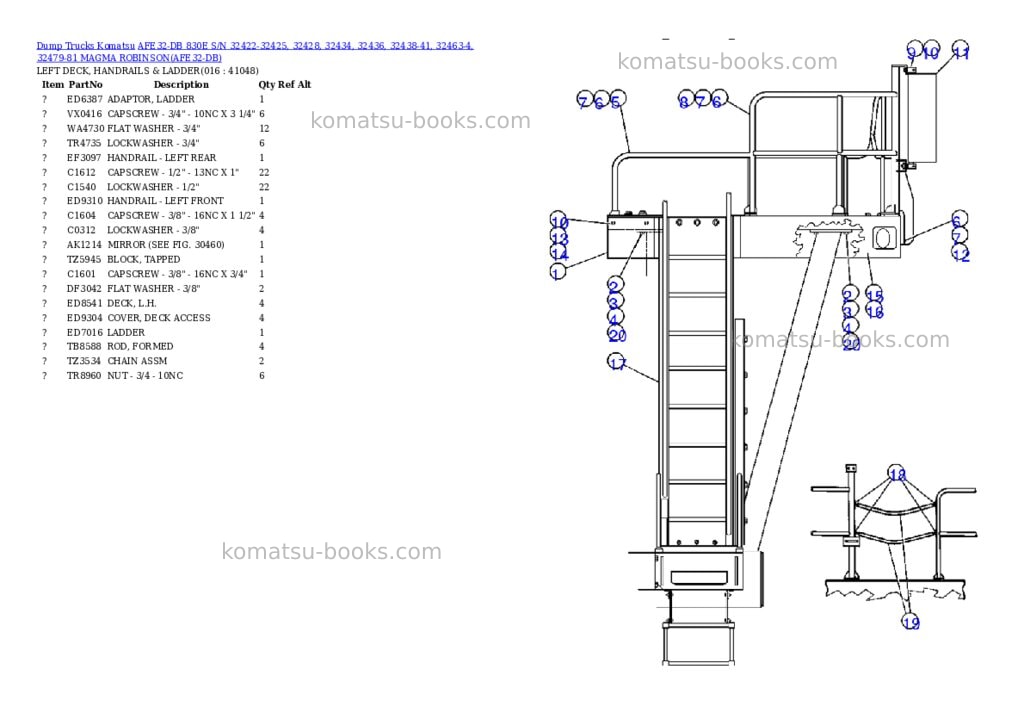 Komatsu afe32-db 830e s/n 32422-32425, 32428, 32434, 32436, 32438-41, 32463-4, 32479-81 magma robinson Parts catalog cover Page 8
