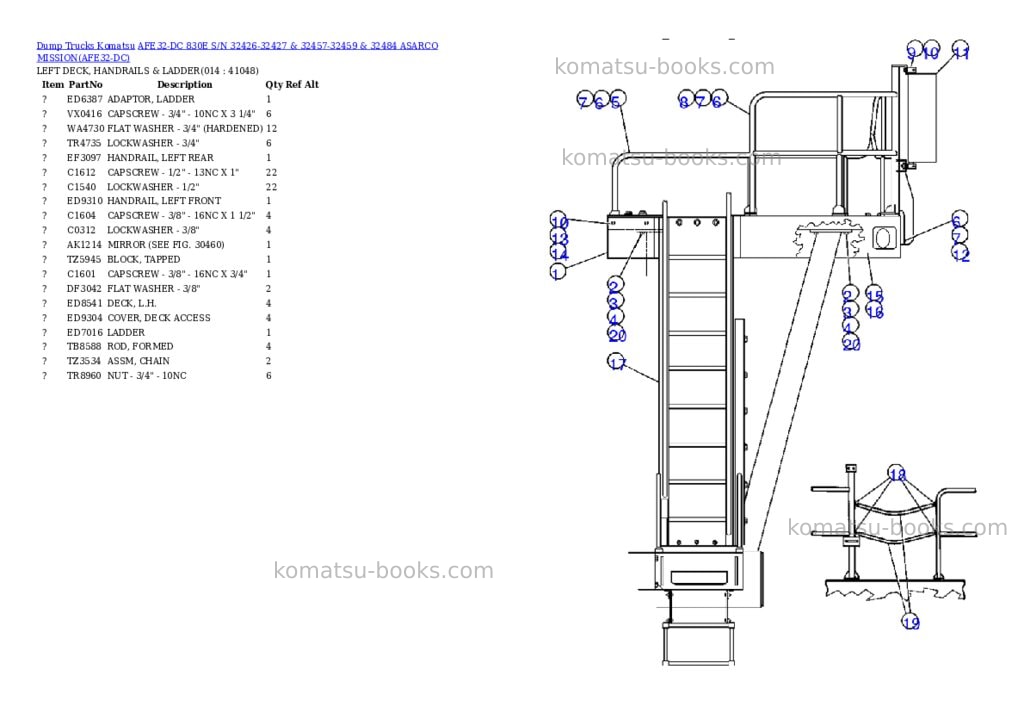 Komatsu afe32-dc 830e s/n 32426-32427 & 32457-32459 & 32484 asarco mission Parts catalog cover Page 7 Komatsu afe32-dc 830e s/n 32426-32427 & 32457-32459 & 32484 asarco mission Parts catalog cover Page 7