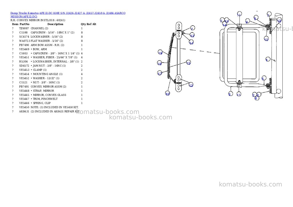 Komatsu afe32-dc 830e s/n 32426-32427 & 32457-32459 & 32484 asarco mission Parts catalog cover Page 9 Komatsu afe32-dc 830e s/n 32426-32427 & 32457-32459 & 32484 asarco mission Parts catalog cover Page 9