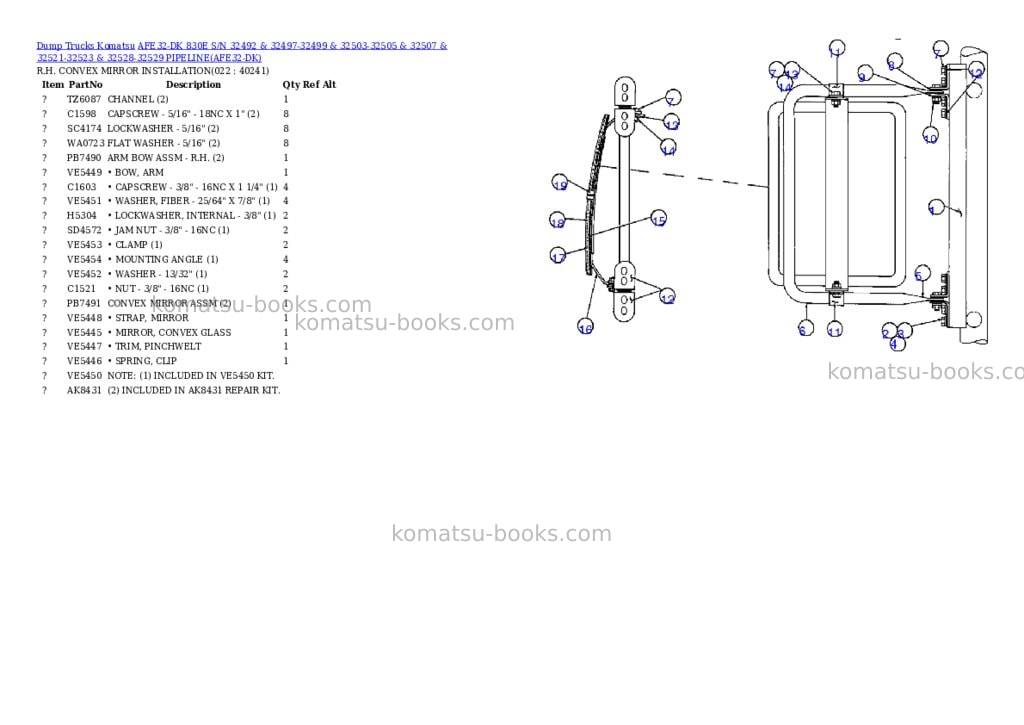 Komatsu afe32-dk 830e s/n 32492 & 32497-32499 & 32503-32505 & 32507 & 32521-32523 & 32528-32529 pipeline Parts catalog cover Page 10