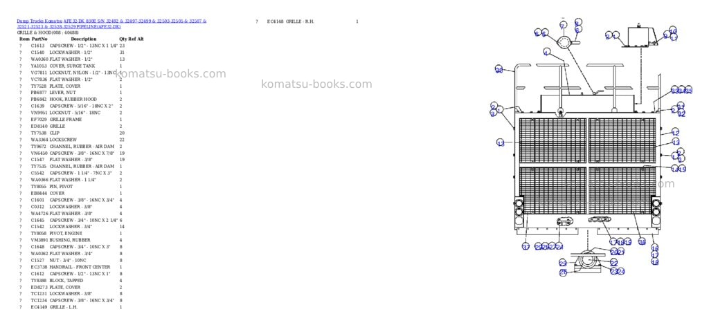 Komatsu afe32-dk 830e s/n 32492 & 32497-32499 & 32503-32505 & 32507 & 32521-32523 & 32528-32529 pipeline Parts catalog cover Page 3