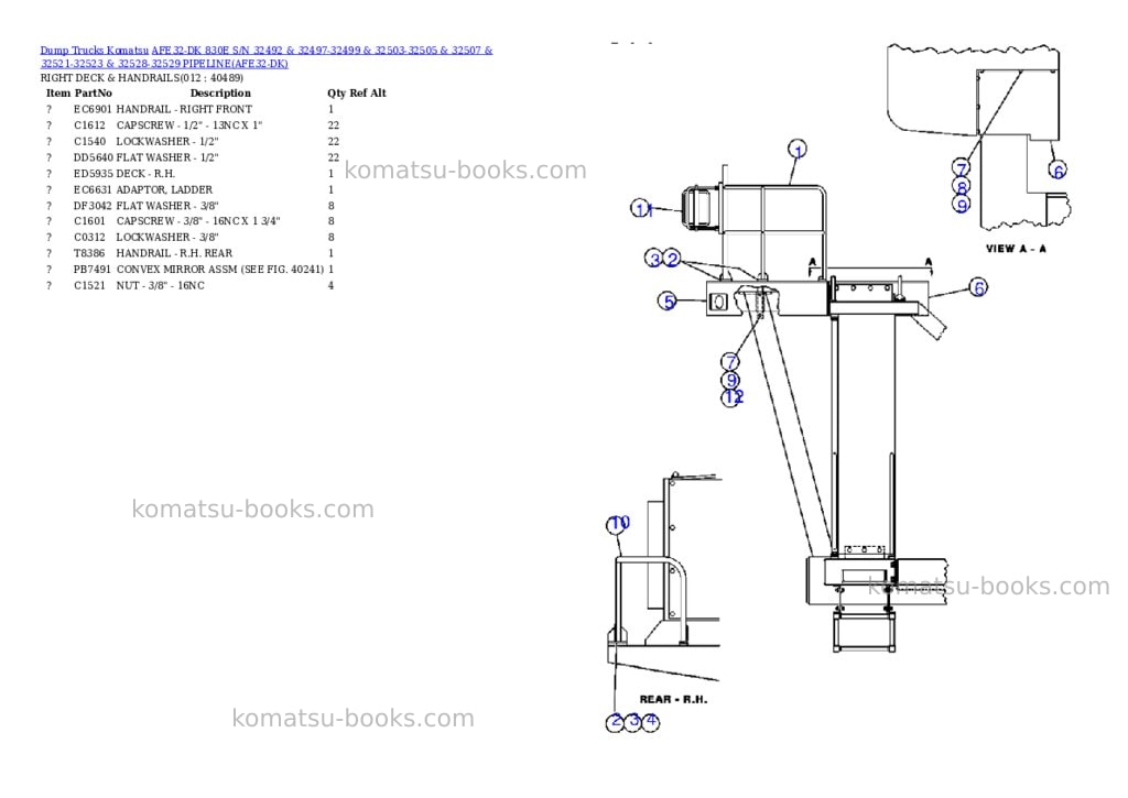 Komatsu afe32-dk 830e s/n 32492 & 32497-32499 & 32503-32505 & 32507 & 32521-32523 & 32528-32529 pipeline Parts catalog cover Page 5