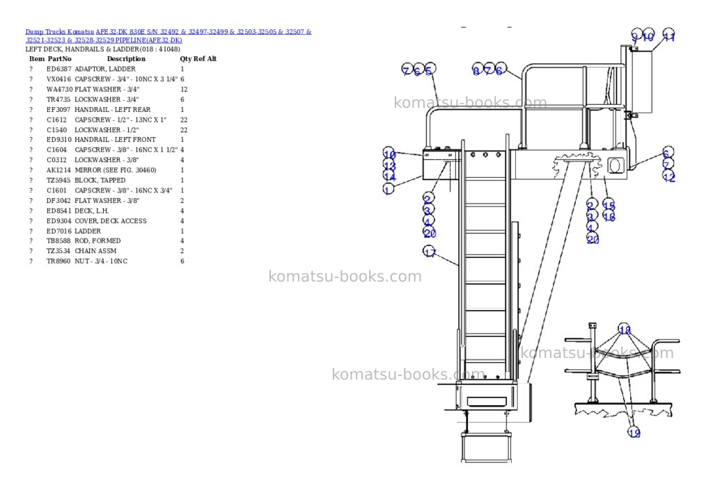 Komatsu afe32-dk 830e s/n 32492 & 32497-32499 & 32503-32505 & 32507 & 32521-32523 & 32528-32529 pipeline Parts catalog cover Page 8