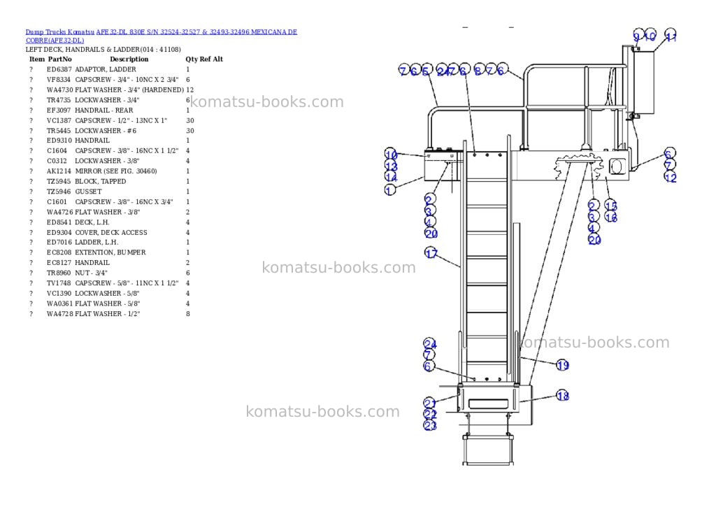 Komatsu afe32-dl 830e s/n 32524-32527 & 32493-32496 mexicana de cobre Parts catalog cover Page 7 Komatsu afe32-dl 830e s/n 32524-32527 & 32493-32496 mexicana de cobre Parts catalog cover Page 7