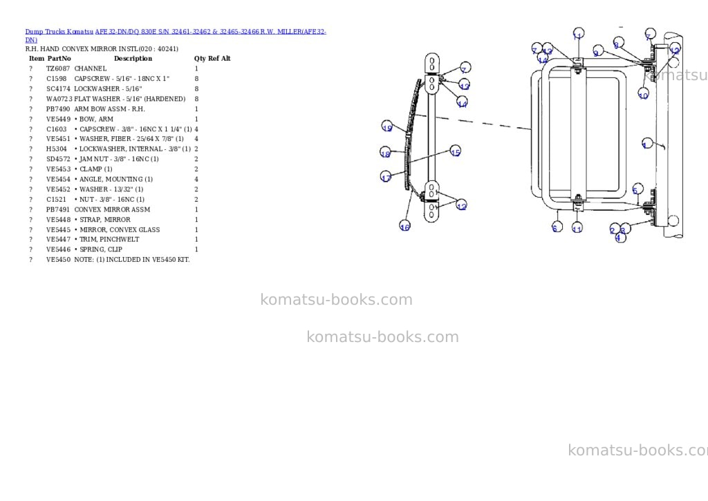 Komatsu afe32-dn/dq 830e s/n 32461-32462 & 32465-32466 r.w. miller Parts catalog cover Page 10 Komatsu afe32-dn/dq 830e s/n 32461-32462 & 32465-32466 r.w. miller Parts catalog cover Page 10