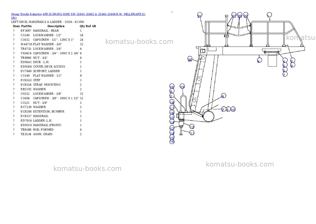 Komatsu afe32-dn/dq 830e s/n 32461-32462 & 32465-32466 r.w. miller Parts catalog cover Page 8 Komatsu afe32-dn/dq 830e s/n 32461-32462 & 32465-32466 r.w. miller Parts catalog cover Page 8