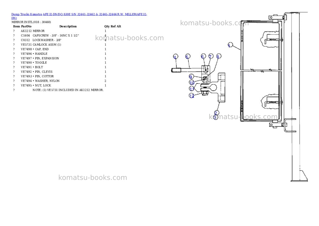 Komatsu afe32-dn/dq 830e s/n 32461-32462 & 32465-32466 r.w. miller Parts catalog cover Page 9 Komatsu afe32-dn/dq 830e s/n 32461-32462 & 32465-32466 r.w. miller Parts catalog cover Page 9