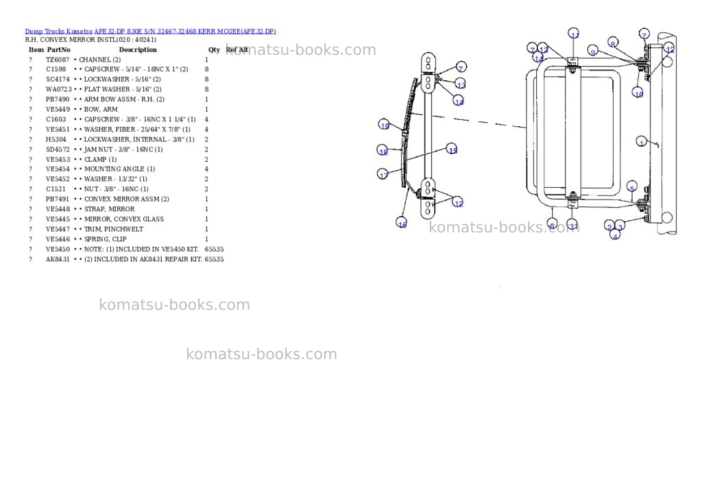 Komatsu afe32-dp 830e s/n 32467-32468 kerr mcgee Parts catalog cover Page 10 Komatsu afe32-dp 830e s/n 32467-32468 kerr mcgee Parts catalog cover Page 10