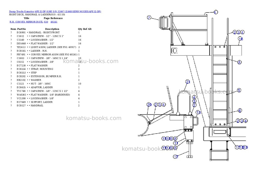 Komatsu afe32-dp 830e s/n 32467-32468 kerr mcgee Parts catalog cover Page 5 Komatsu afe32-dp 830e s/n 32467-32468 kerr mcgee Parts catalog cover Page 5