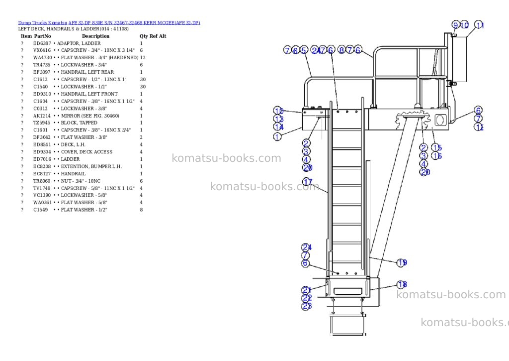 Komatsu afe32-dp 830e s/n 32467-32468 kerr mcgee Parts catalog cover Page 7 Komatsu afe32-dp 830e s/n 32467-32468 kerr mcgee Parts catalog cover Page 7