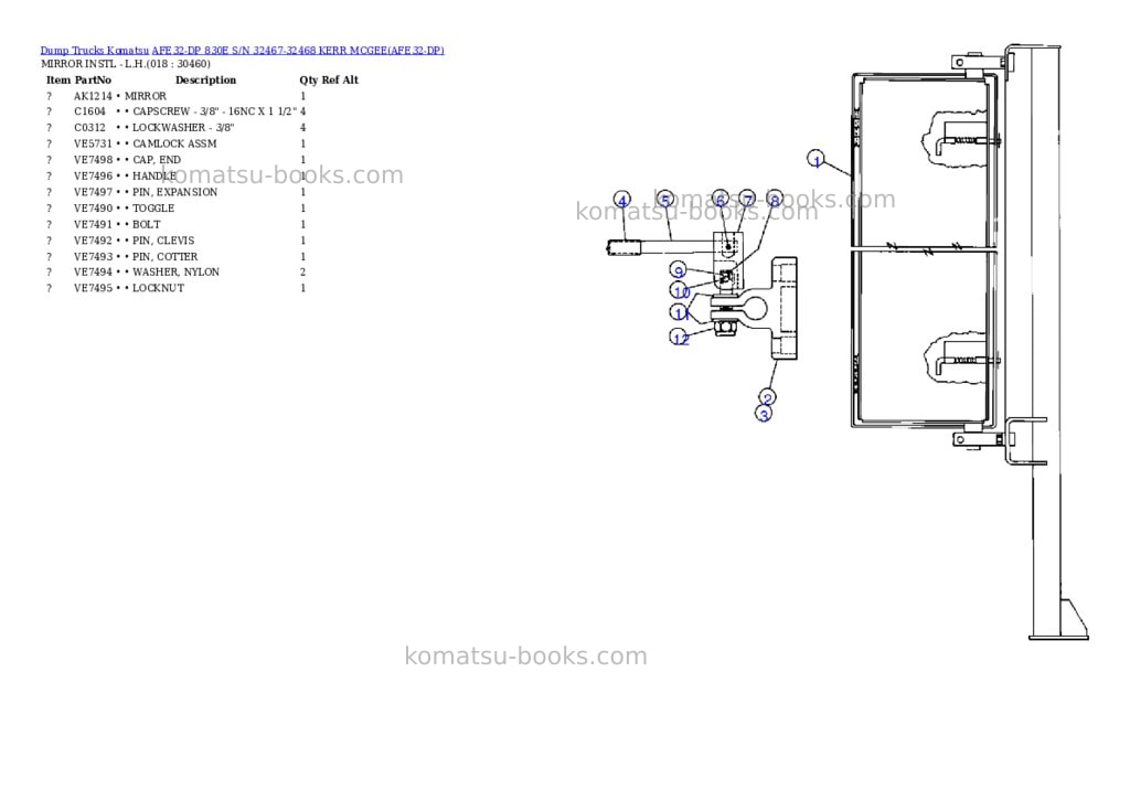Komatsu afe32-dp 830e s/n 32467-32468 kerr mcgee Parts catalog cover Page 9 Komatsu afe32-dp 830e s/n 32467-32468 kerr mcgee Parts catalog cover Page 9