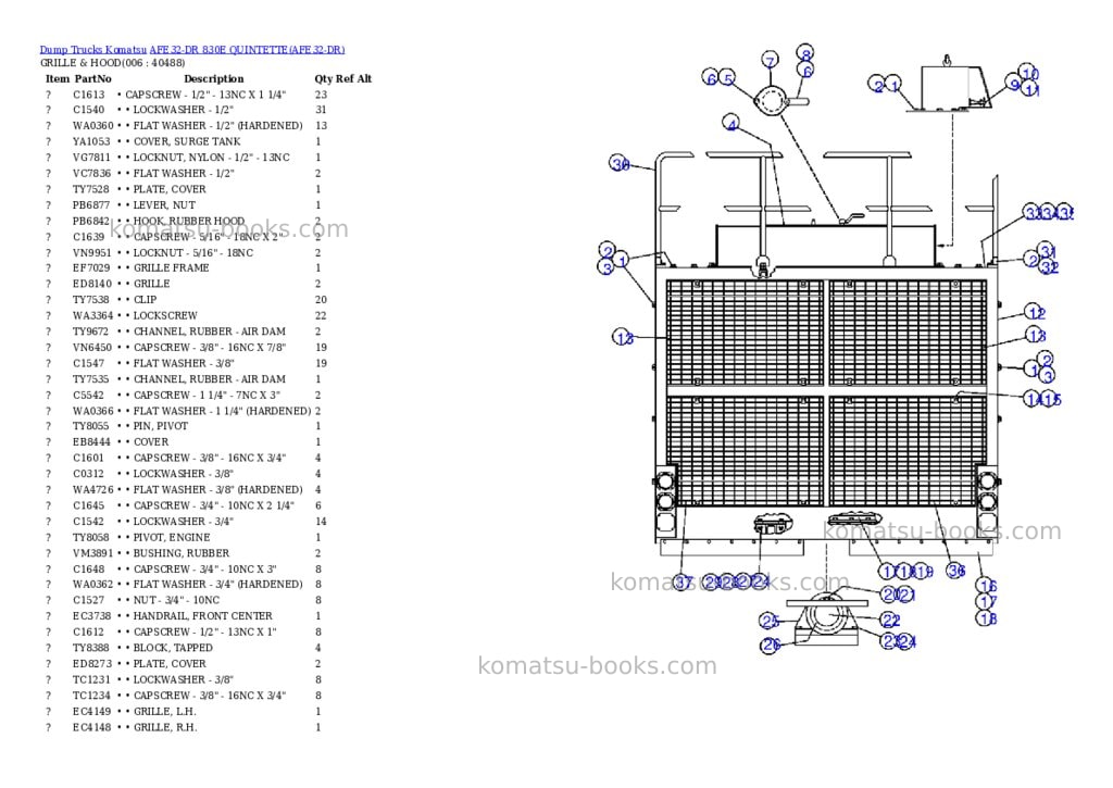Komatsu afe32-dr 830e quintette Parts catalog cover Page 3