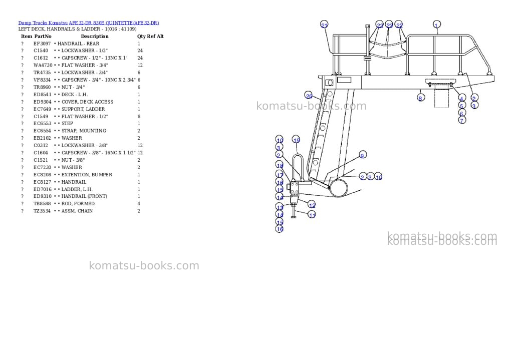 Komatsu afe32-dr 830e quintette Parts catalog cover Page 8