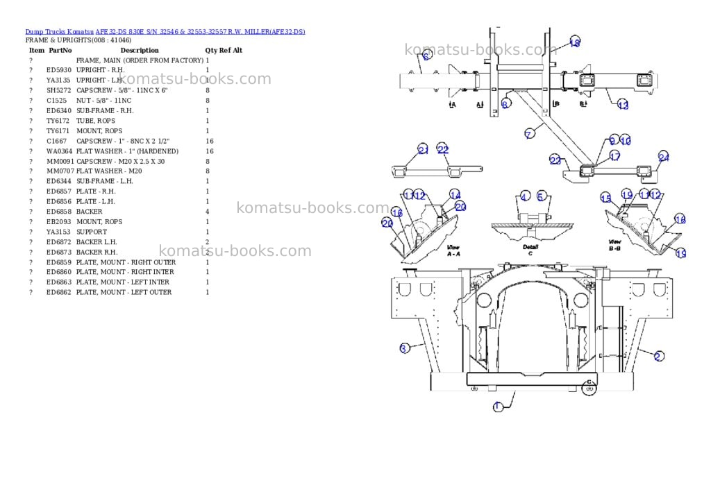 Komatsu afe32-ds 830e s/n 32546 & 32553-32557 r.w. miller Parts catalog cover Page 4 Komatsu afe32-ds 830e s/n 32546 & 32553-32557 r.w. miller Parts catalog cover Page 4