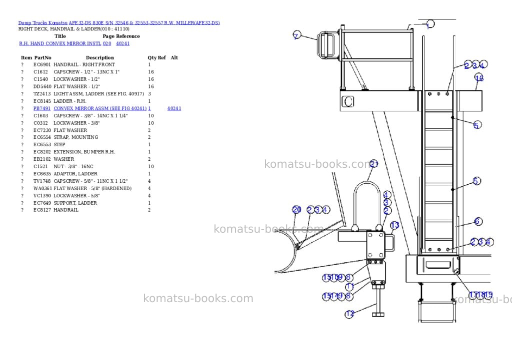 Komatsu afe32-ds 830e s/n 32546 & 32553-32557 r.w. miller Parts catalog cover Page 5 Komatsu afe32-ds 830e s/n 32546 & 32553-32557 r.w. miller Parts catalog cover Page 5