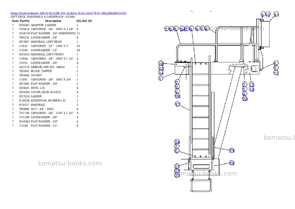 Komatsu afe32-ds 830e s/n 32546 & 32553-32557 r.w. miller Parts catalog cover Page 7 Komatsu afe32-ds 830e s/n 32546 & 32553-32557 r.w. miller Parts catalog cover Page 7