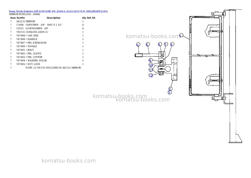 Komatsu afe32-ds 830e s/n 32546 & 32553-32557 r.w. miller Parts catalog cover Page 9 Komatsu afe32-ds 830e s/n 32546 & 32553-32557 r.w. miller Parts catalog cover Page 9